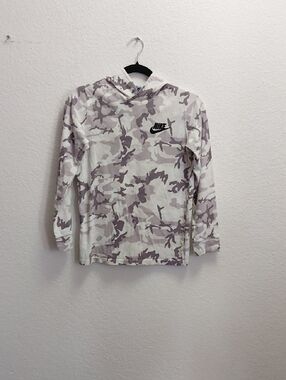 Nike White & Lavender Gray Camo Pullover Hoodie